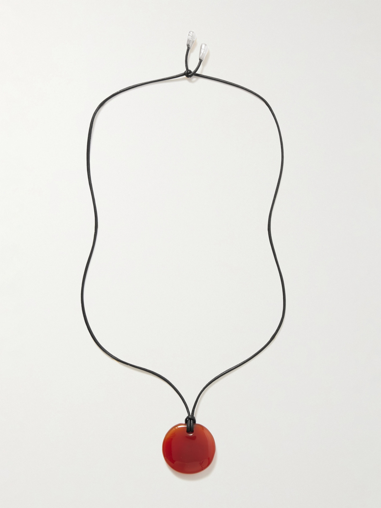 Sophie Buhai - Small Full Moon Silver, Cord And Carnelian Necklace - Red