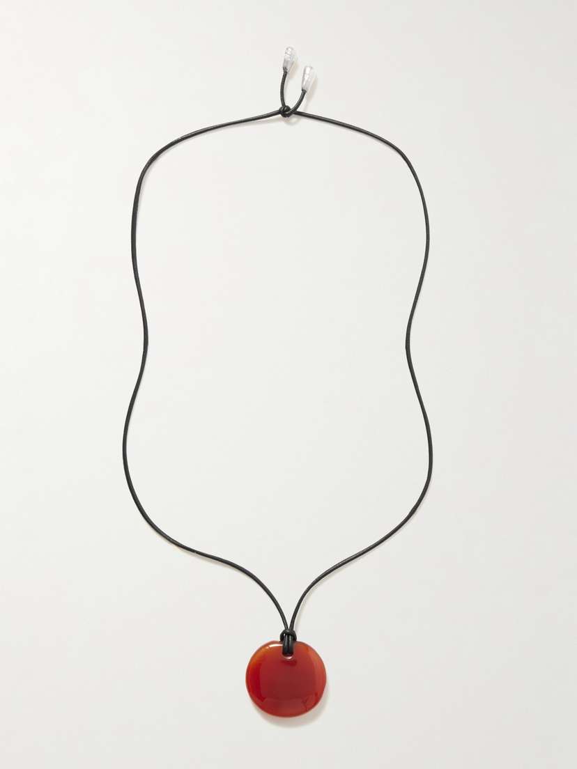 Sophie Buhai Small Full Moon Silver, Cord And Carnelian Necklace