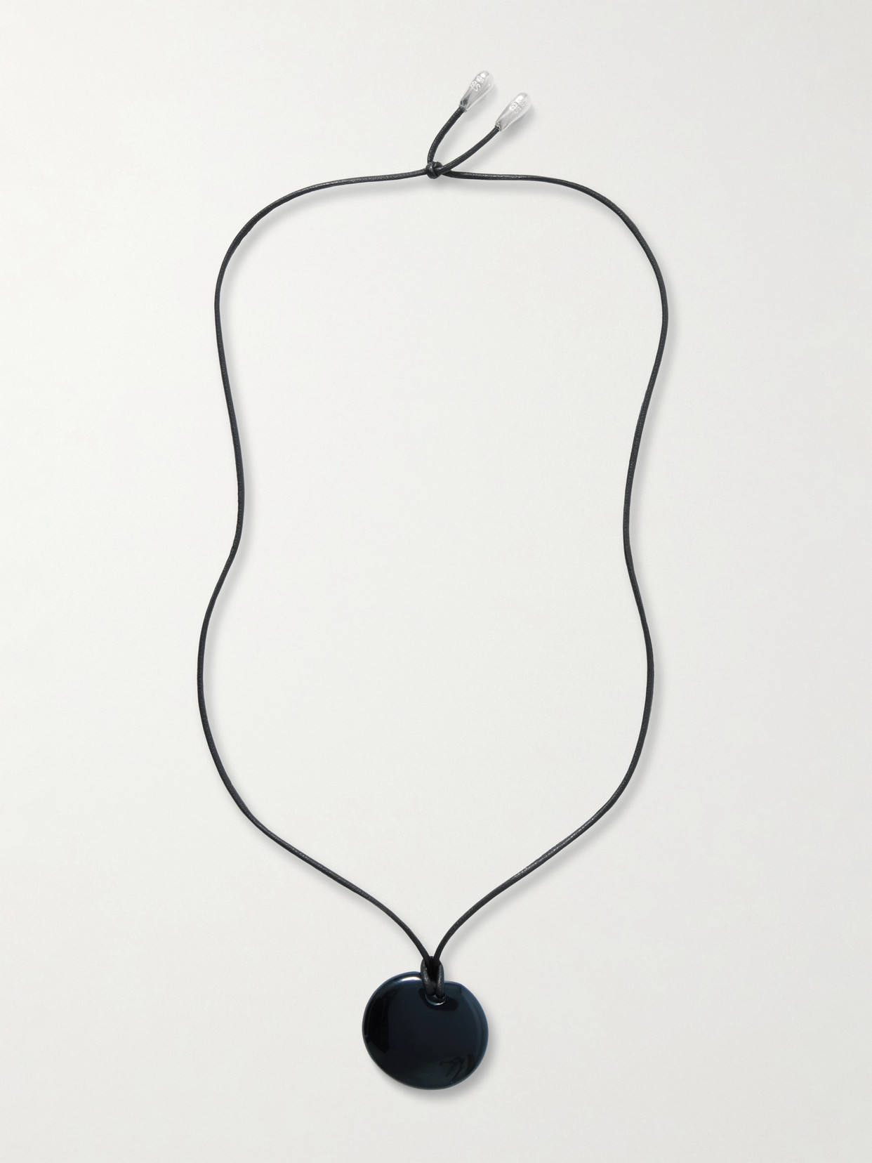 Sophie Buhai Small Full Moon Silver, Cord And Onyx Necklace In Black