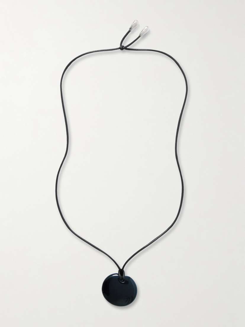 Sophie Buhai Small Full Moon Silver, Cord And Onyx Necklace