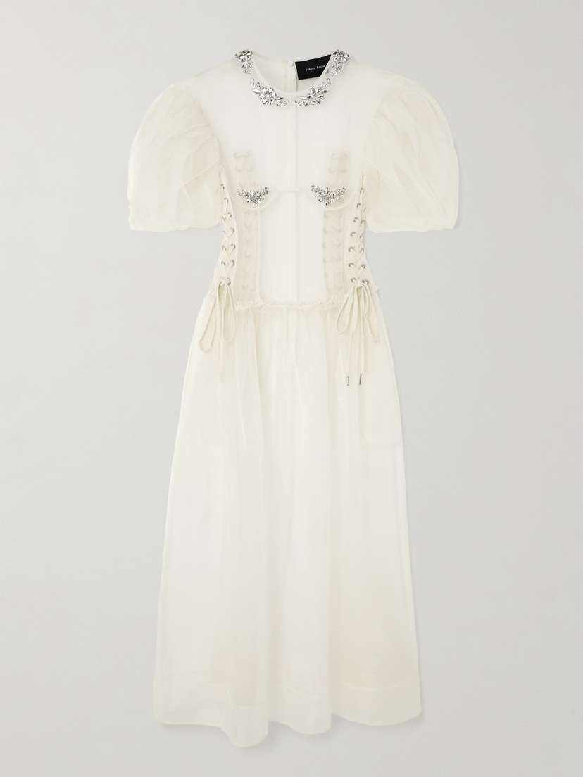 Simone Rocha Crystal-embellished Organza Midi Dress
