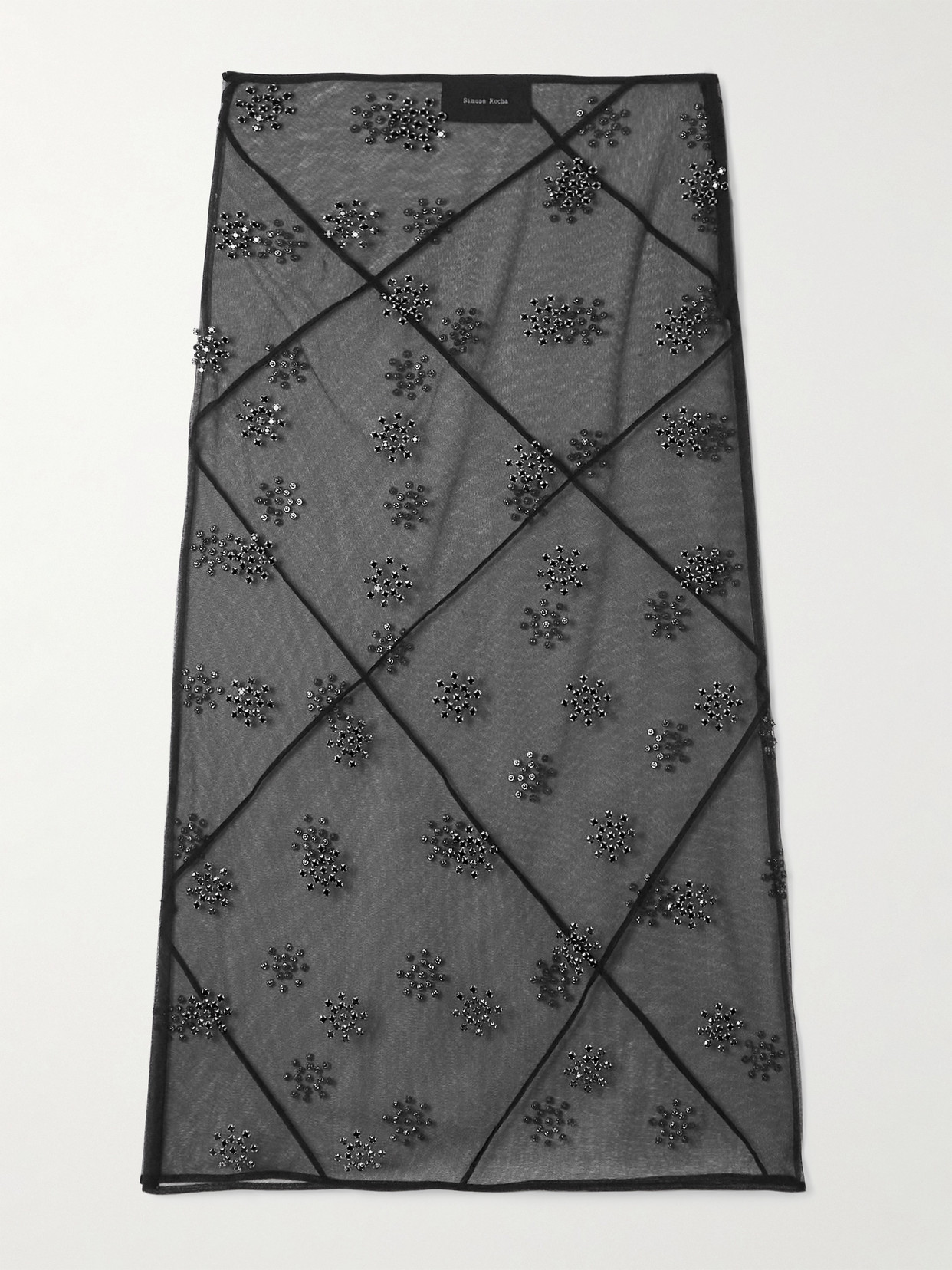 Simone Rocha - Spiral Embellished Mesh Midi Skirt - Black