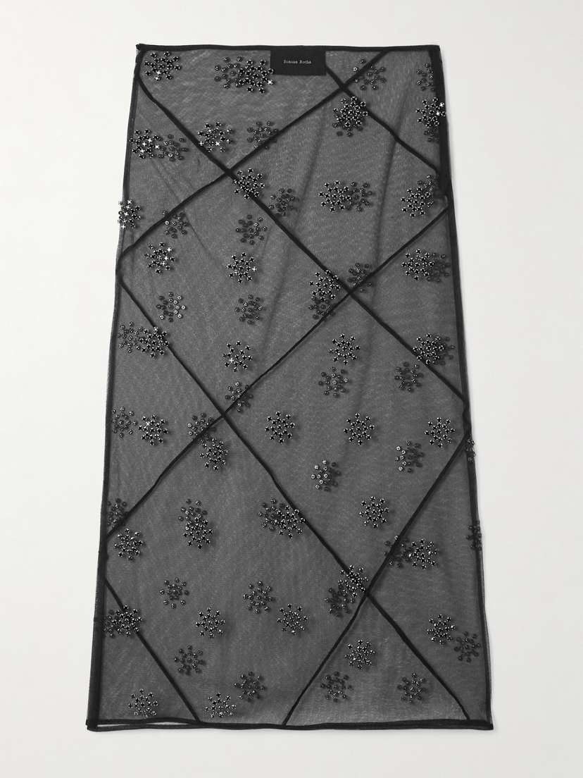 Simone Rocha Spiral Embellished Mesh Midi Skirt - UK 14