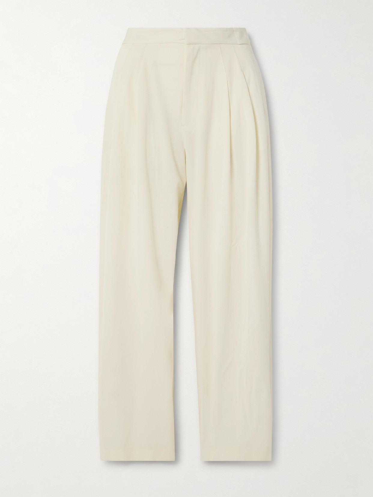 ST. AGNI - Pleated Wool-blend Wide-leg Pants - Ecru