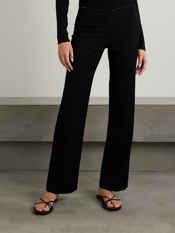 St. Agni Frayed wool-blend twill straight-leg pants