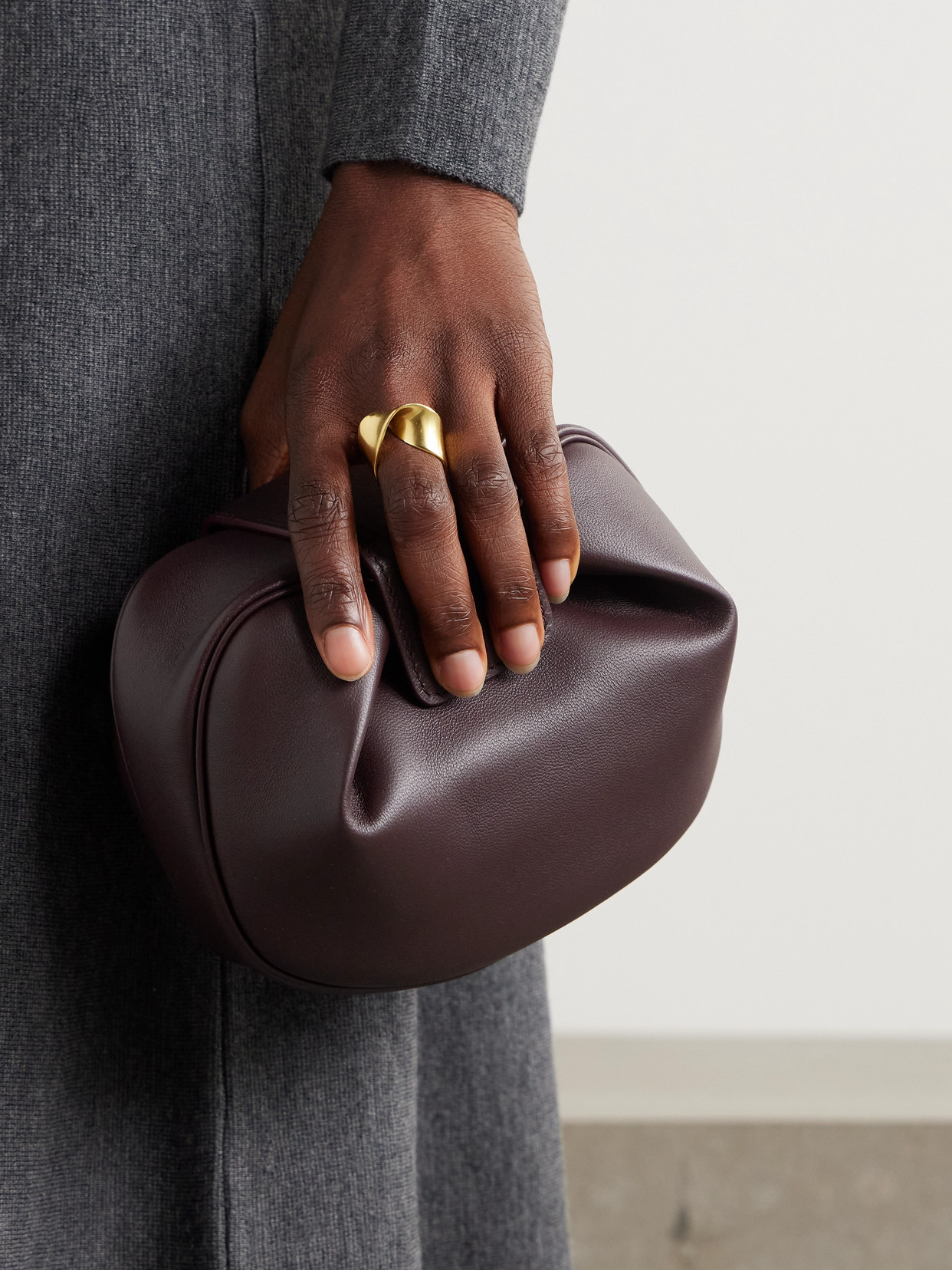 Gabriela Hearst Soft Demi Clutch In Bordeaux Nappa Leather In Burgundy