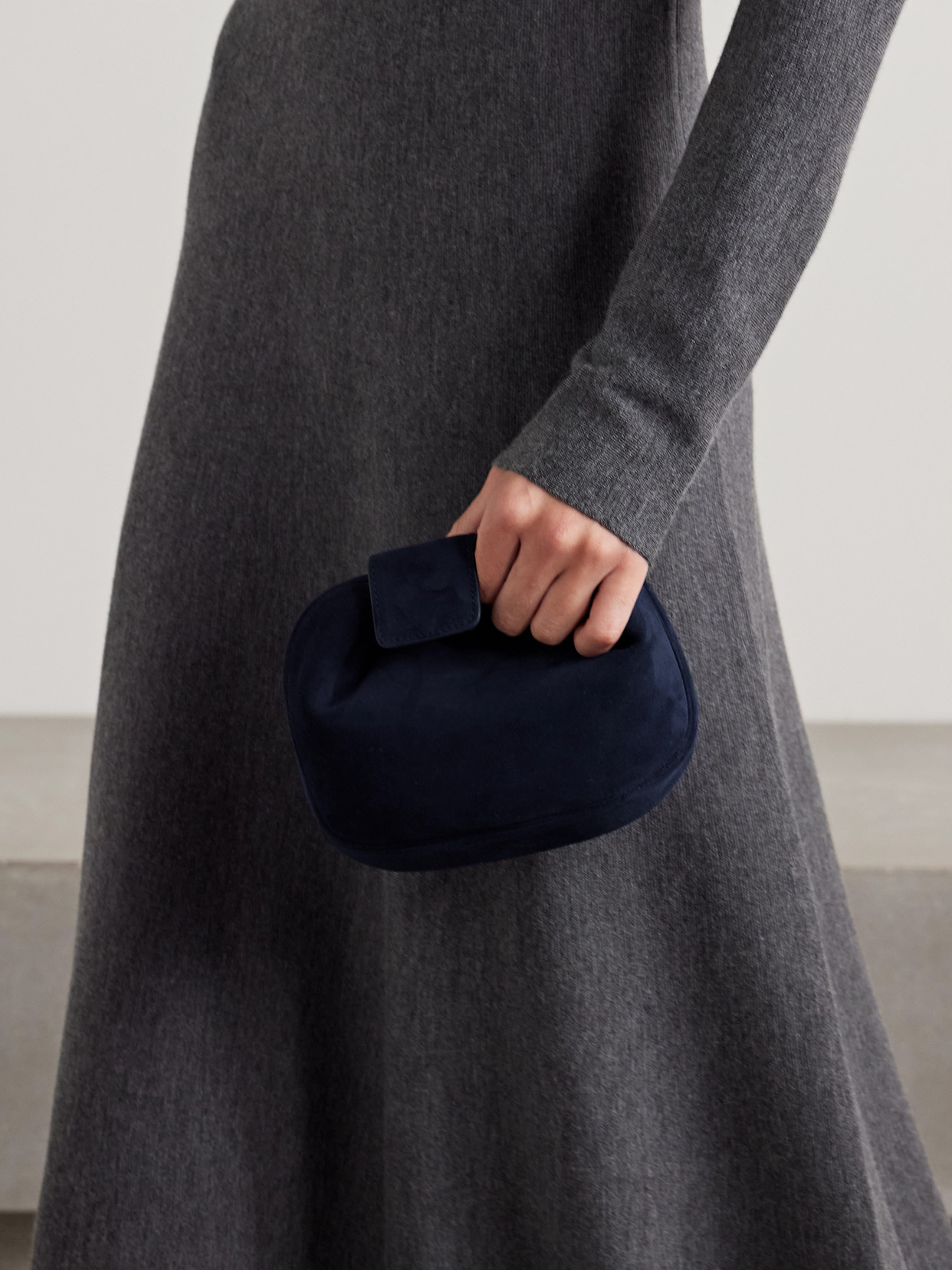 Gabriela Hearst Soft Demi Suede Clutch In Blue