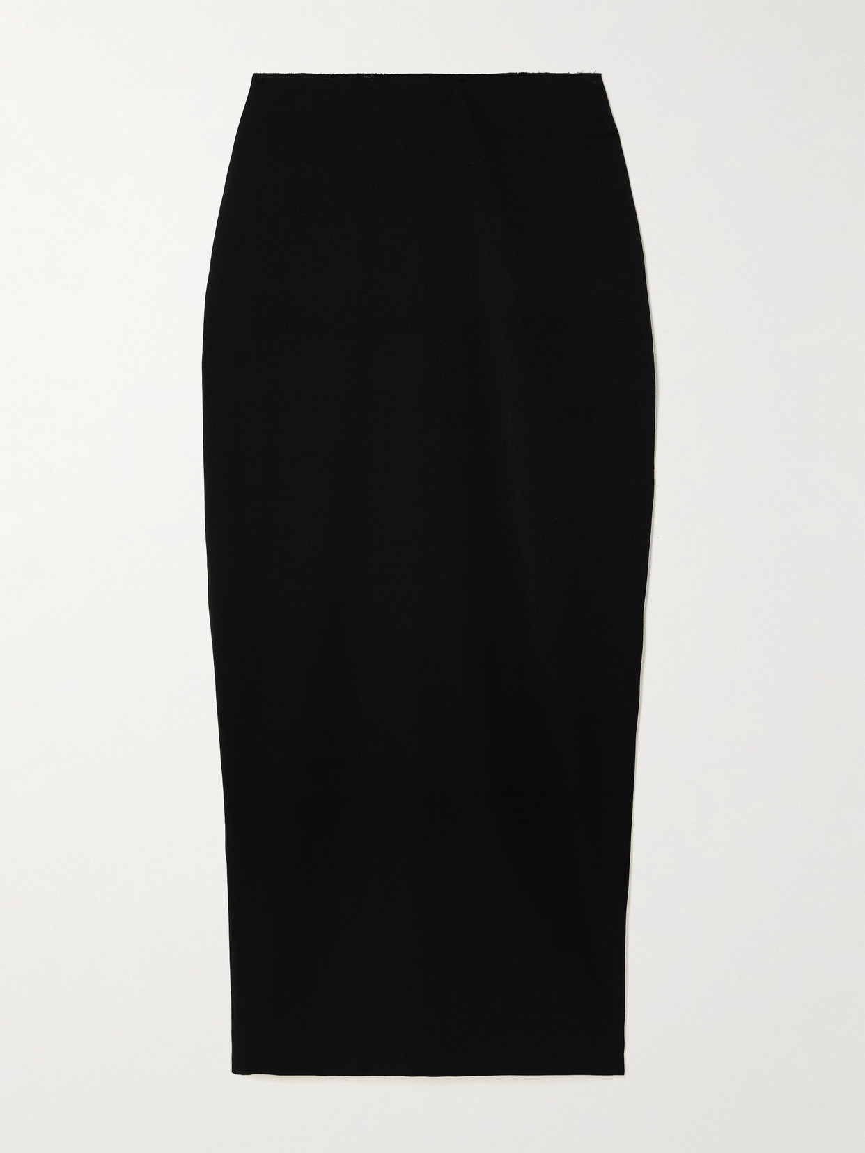 ST. AGNI - Frayed Wool-blend Twill Maxi Skirt - Black