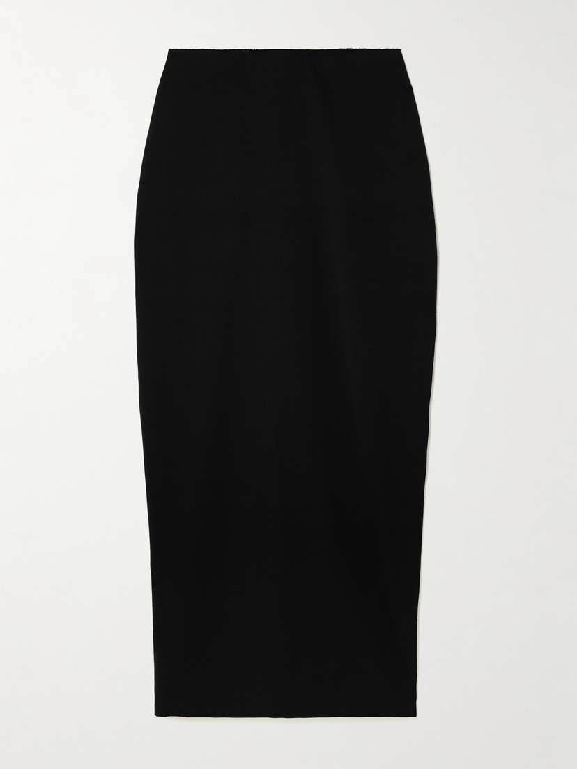 St. Agni Frayed Wool-blend Twill Maxi Skirt