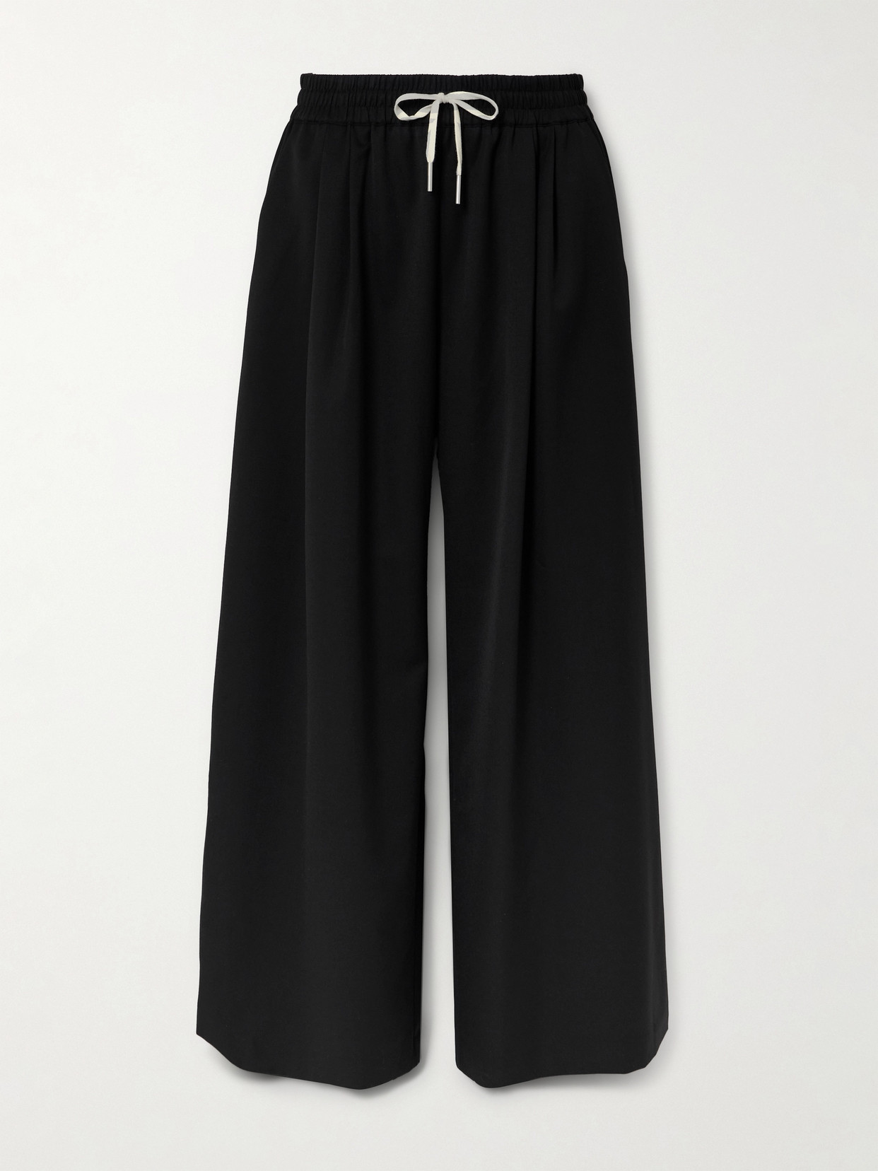 ST. AGNI - Pleated Recycled-twill Wide-leg Pants - Black