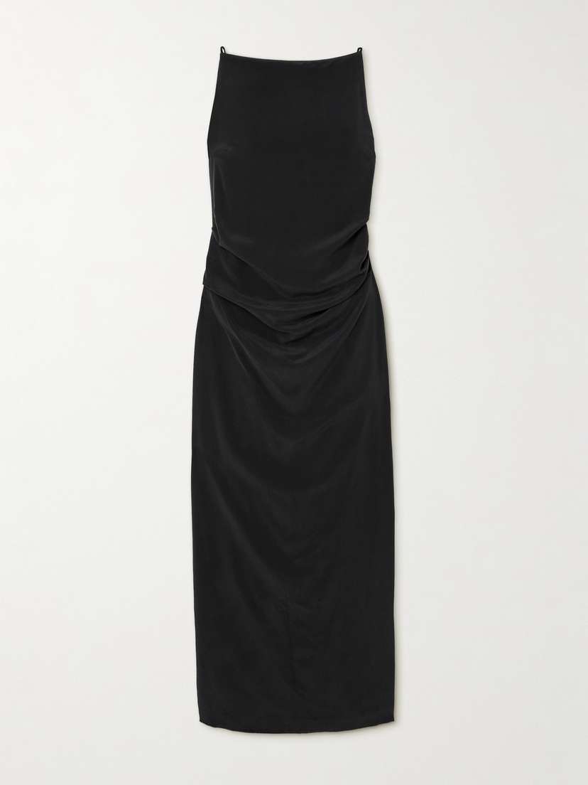 St. Agni Draped Silk Crepe De Chine Maxi Dress