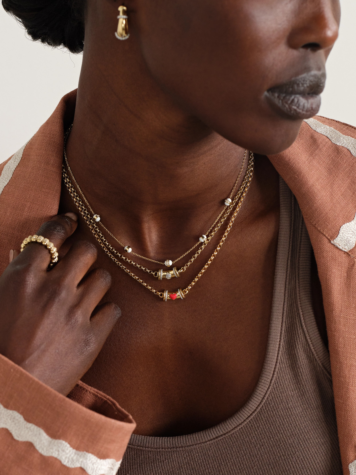 L'atelier Nawbar Warrior Venus 18-karat Gold, Coral And Diamond Necklace In Gold