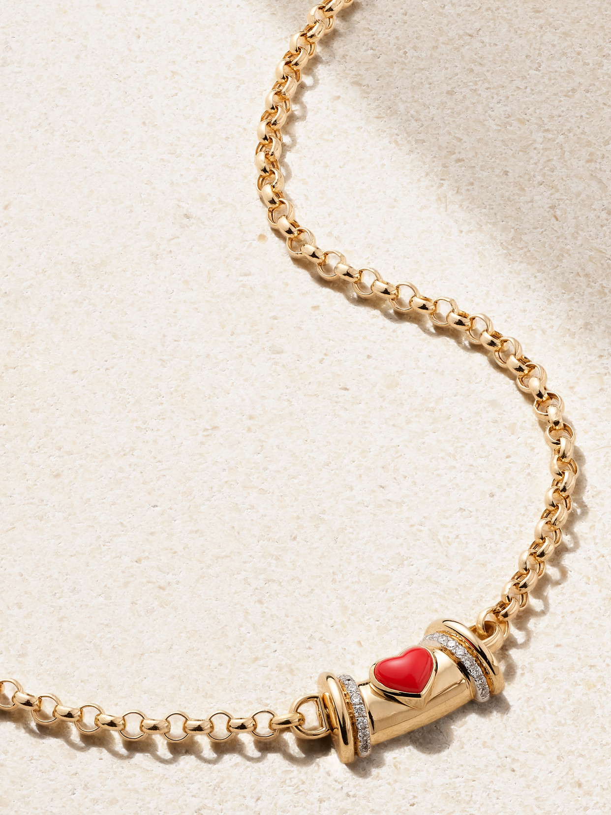 L'atelier Nawbar Warrior Venus 18-karat Gold, Coral And Diamond Necklace