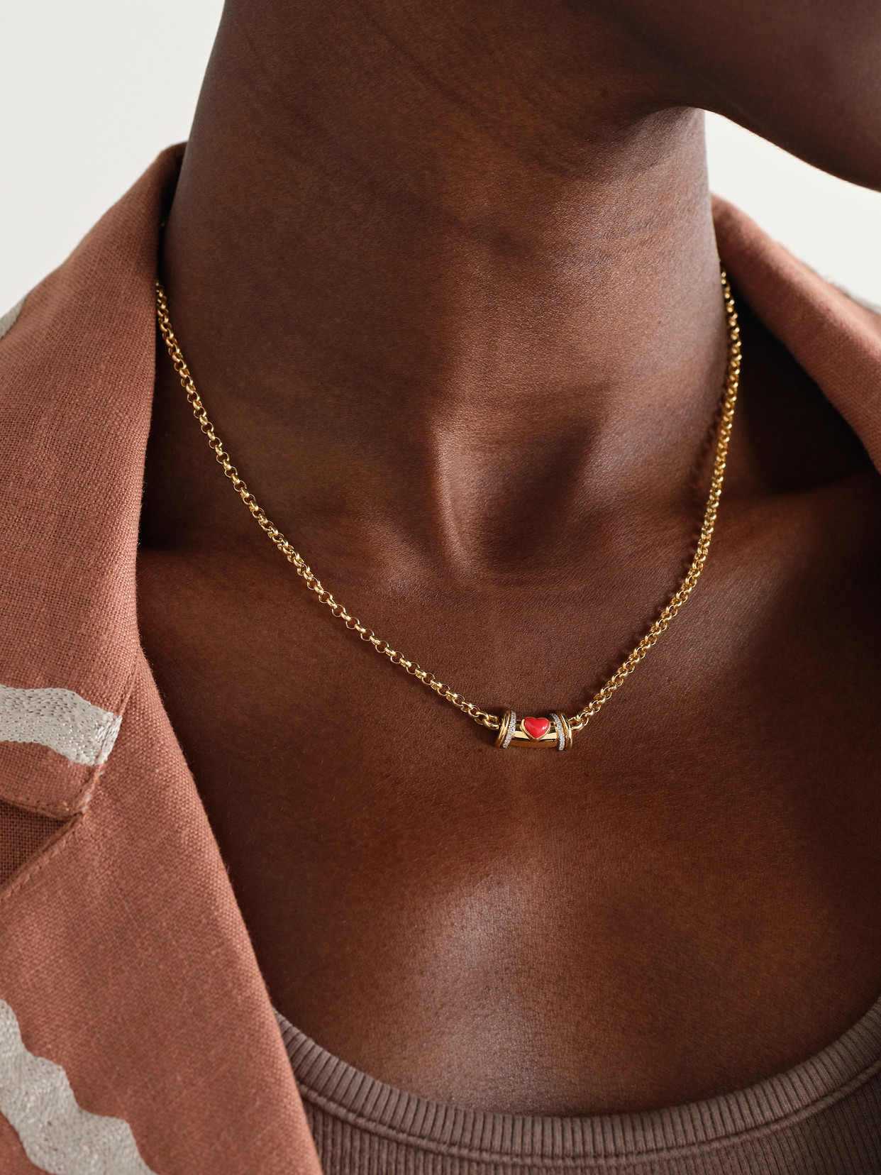 L'atelier Nawbar Warrior Venus 18-karat Gold, Coral And Diamond Necklace In Gold