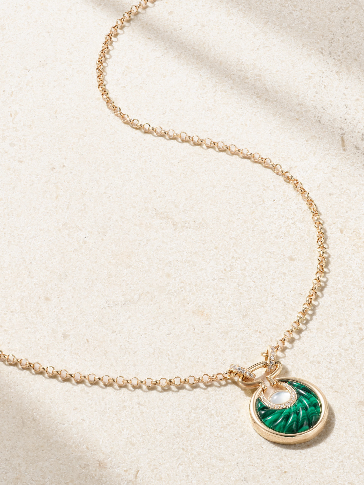 L'Atelier Nawbar - Circus Moon Small 18-karat Gold Multi-stone Necklace - Green