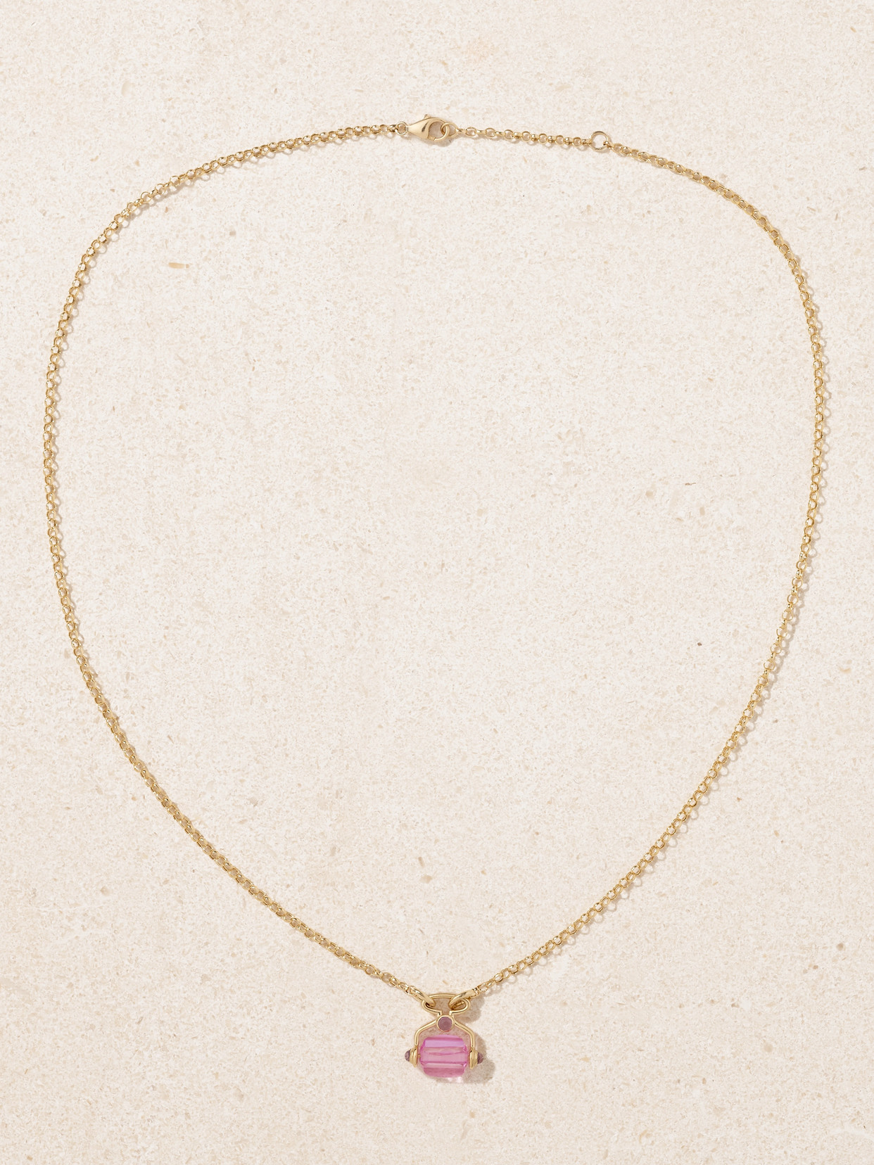 L'atelier Nawbar Neo Queen Small 18-karat Gold, Amethyst And Rose Quartz Necklace In Pink
