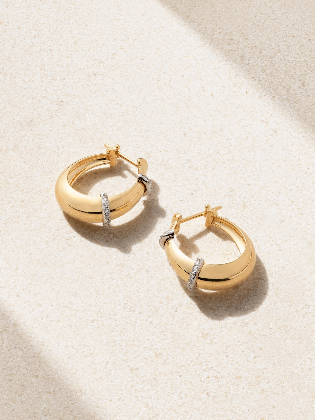 L'atelier Nawbar Buoy 18-karat Yellow And Rhodium-plated White Gold Diamond Hoop Earrings