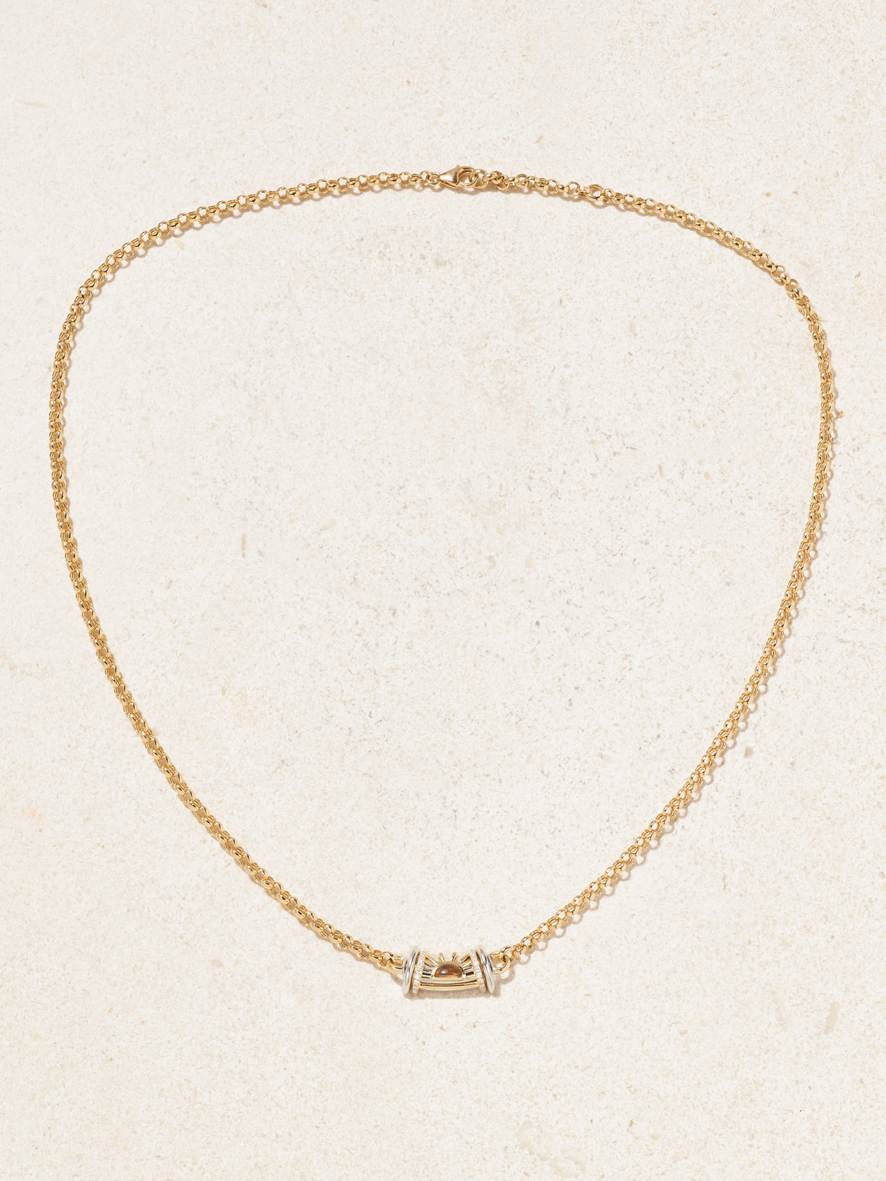 L'atelier Nawbar Warrior Dawn 18-karat Yellow And Rhodium-plated White Gold, Garnet And Diamond Necklace In Gold