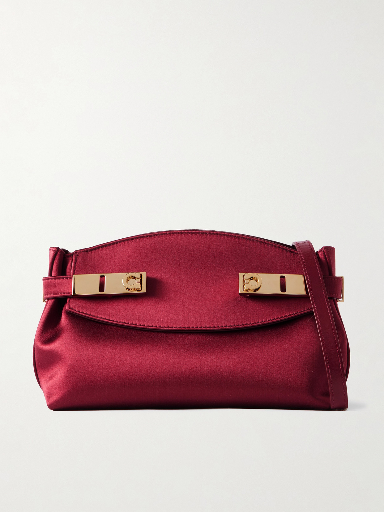 Ferragamo Hug Satin Shoulder Bag In Red