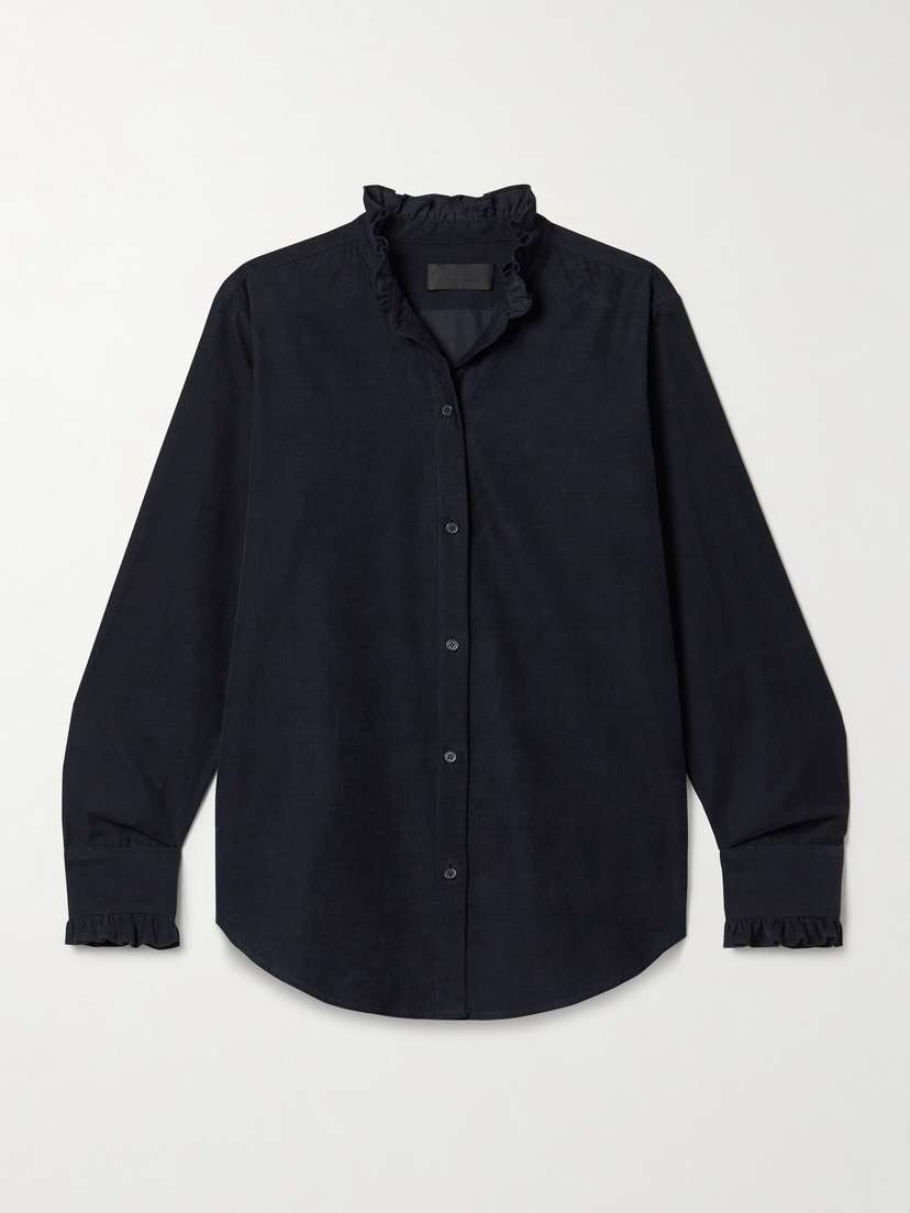 Nili Lotan Lydia Ruffled Cotton-corduroy Shirt - x large