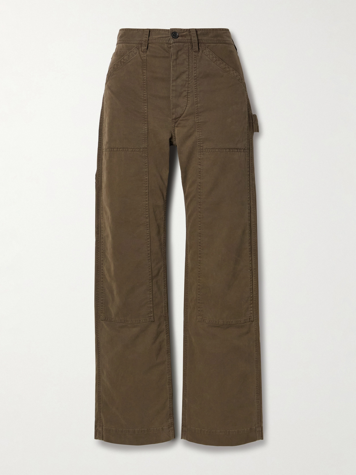 Nili Lotan Tibault Cotton-blend Twill Boyfriend Trousers In Brown
