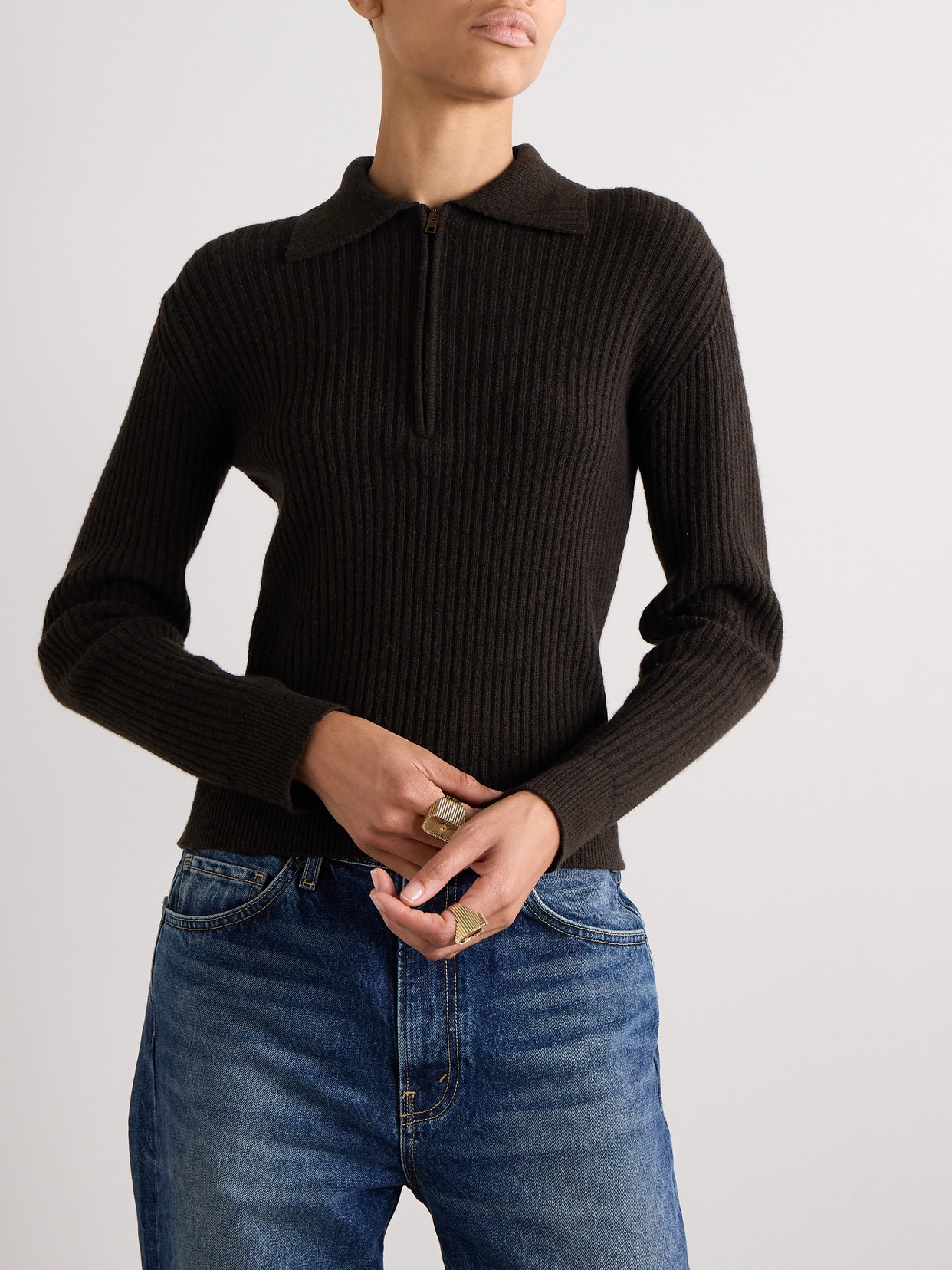 Nili Lotan Braxton Ribbed Wool Sweater In Brown