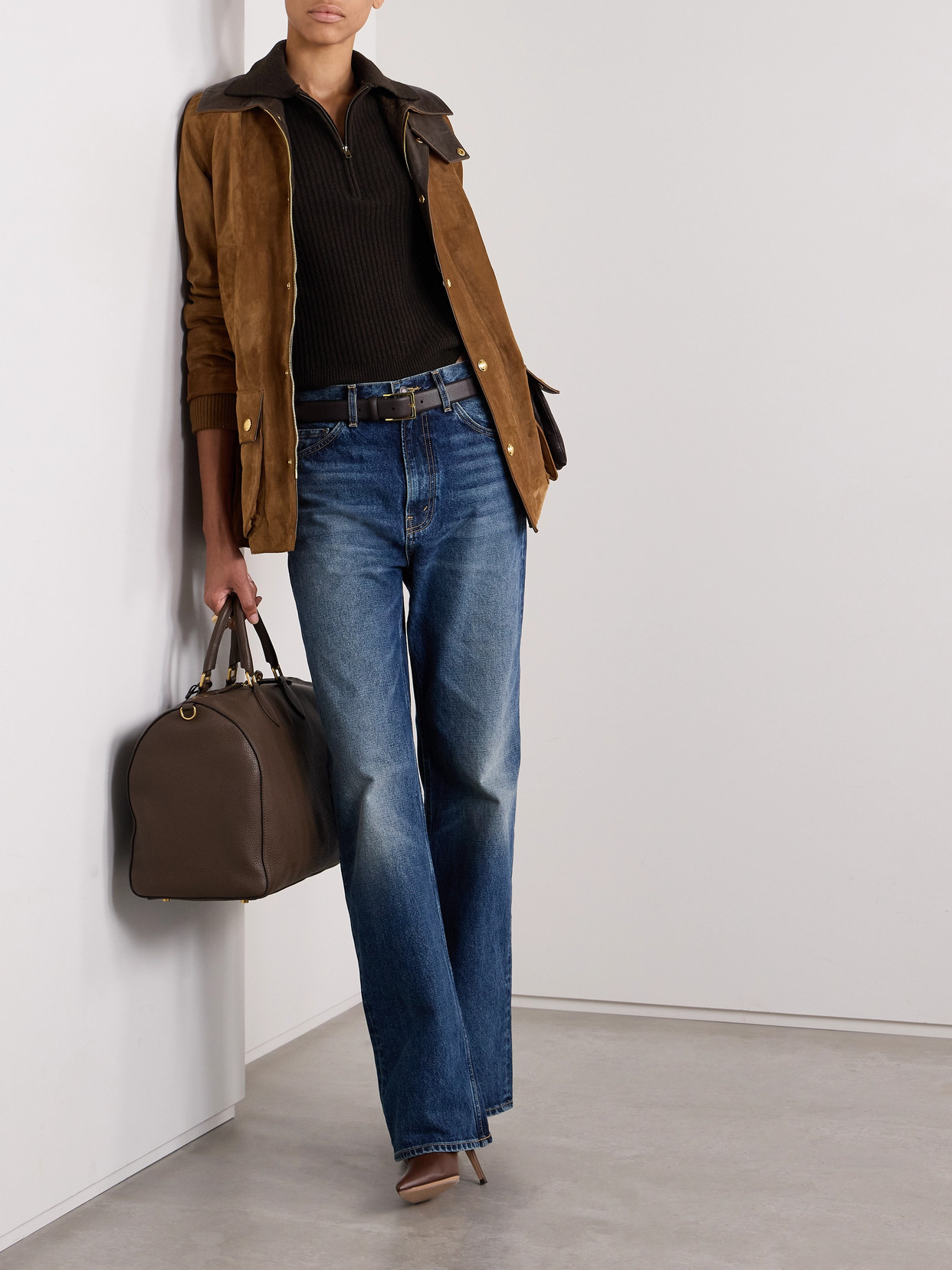 Nili Lotan Braxton Ribbed Wool Sweater In Brown