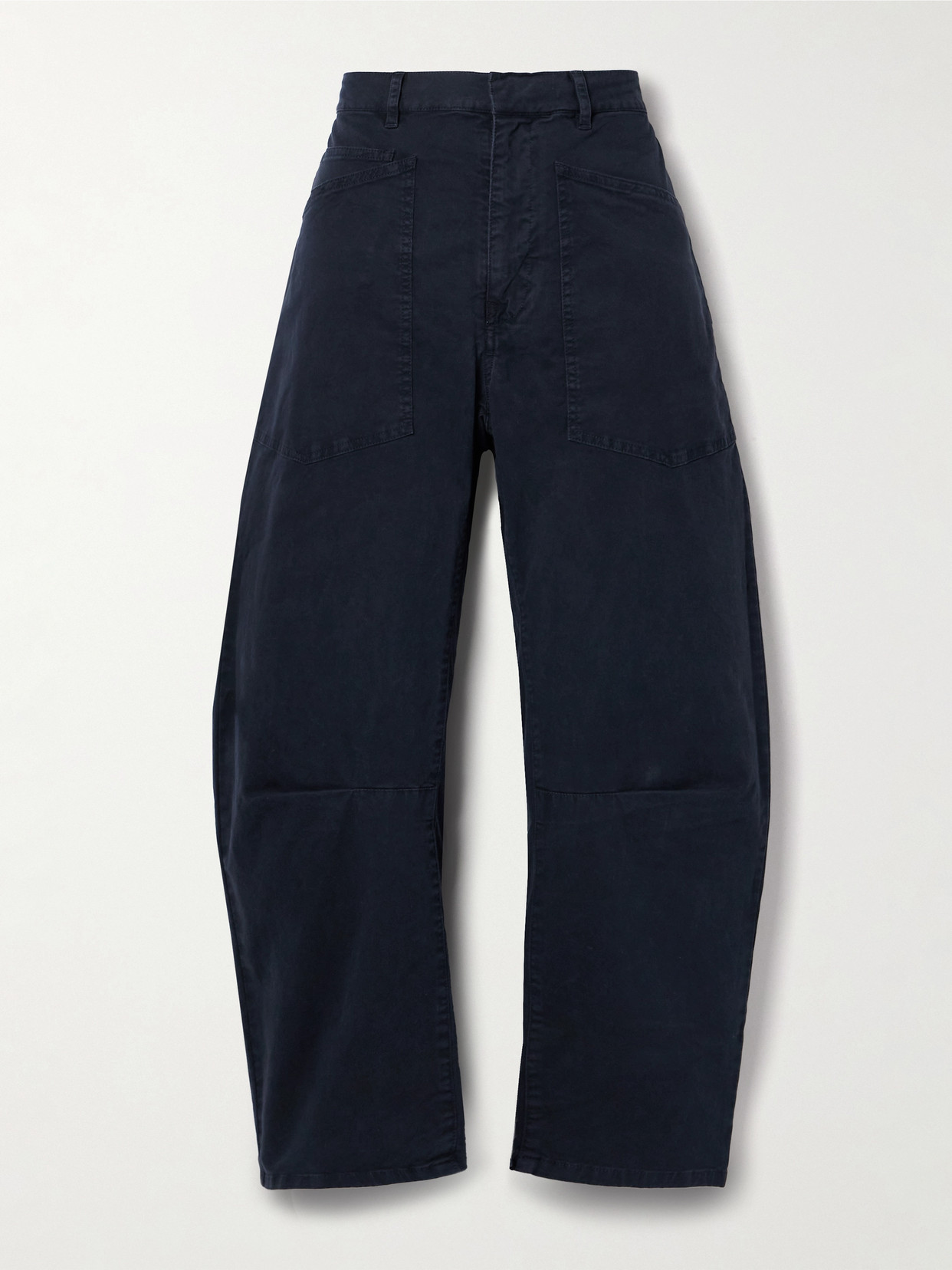 Nili Lotan Shon Cotton-blend Twill Tapered Pants In Blue