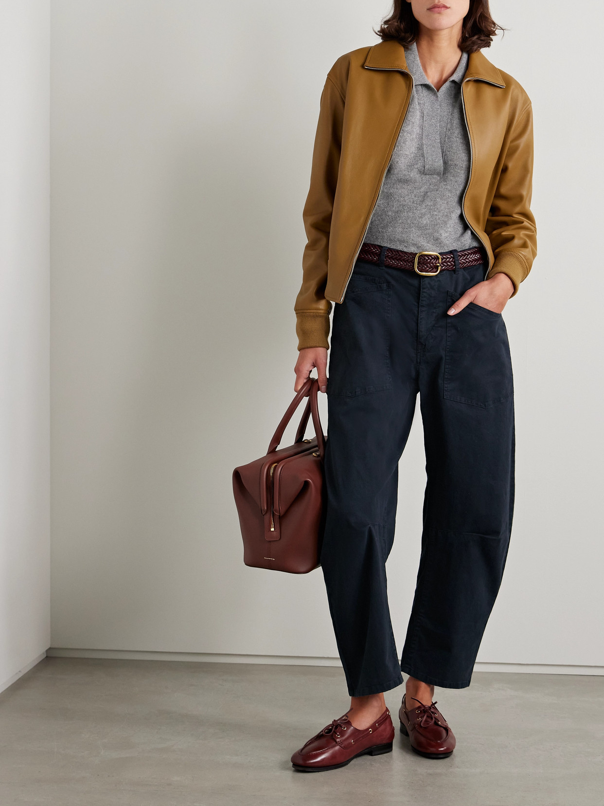 Shop Nili Lotan Shon Cotton-blend Twill Tapered Pants In Blue