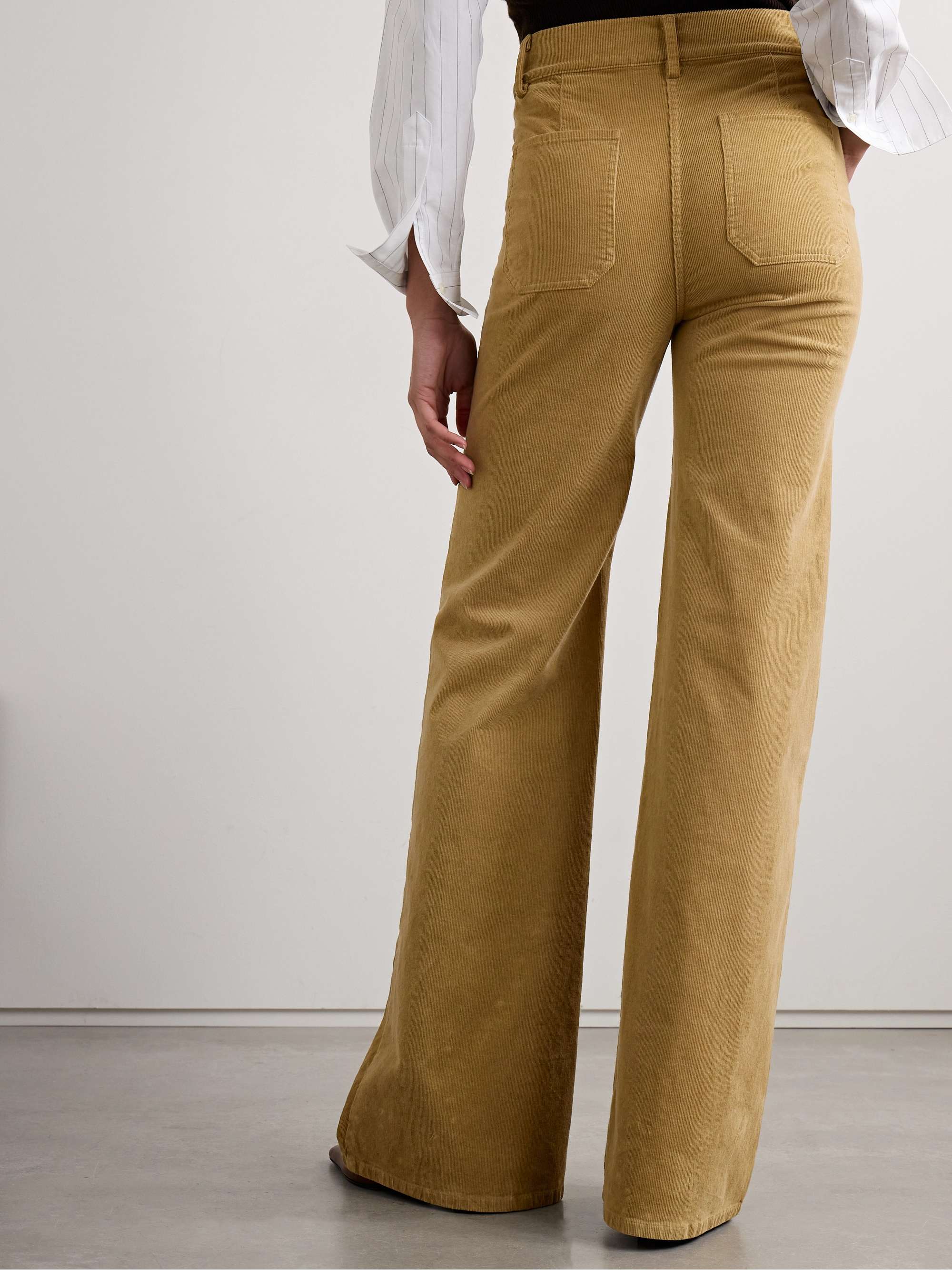 NILI LOTAN Florence cotton-blend corduroy flared pants