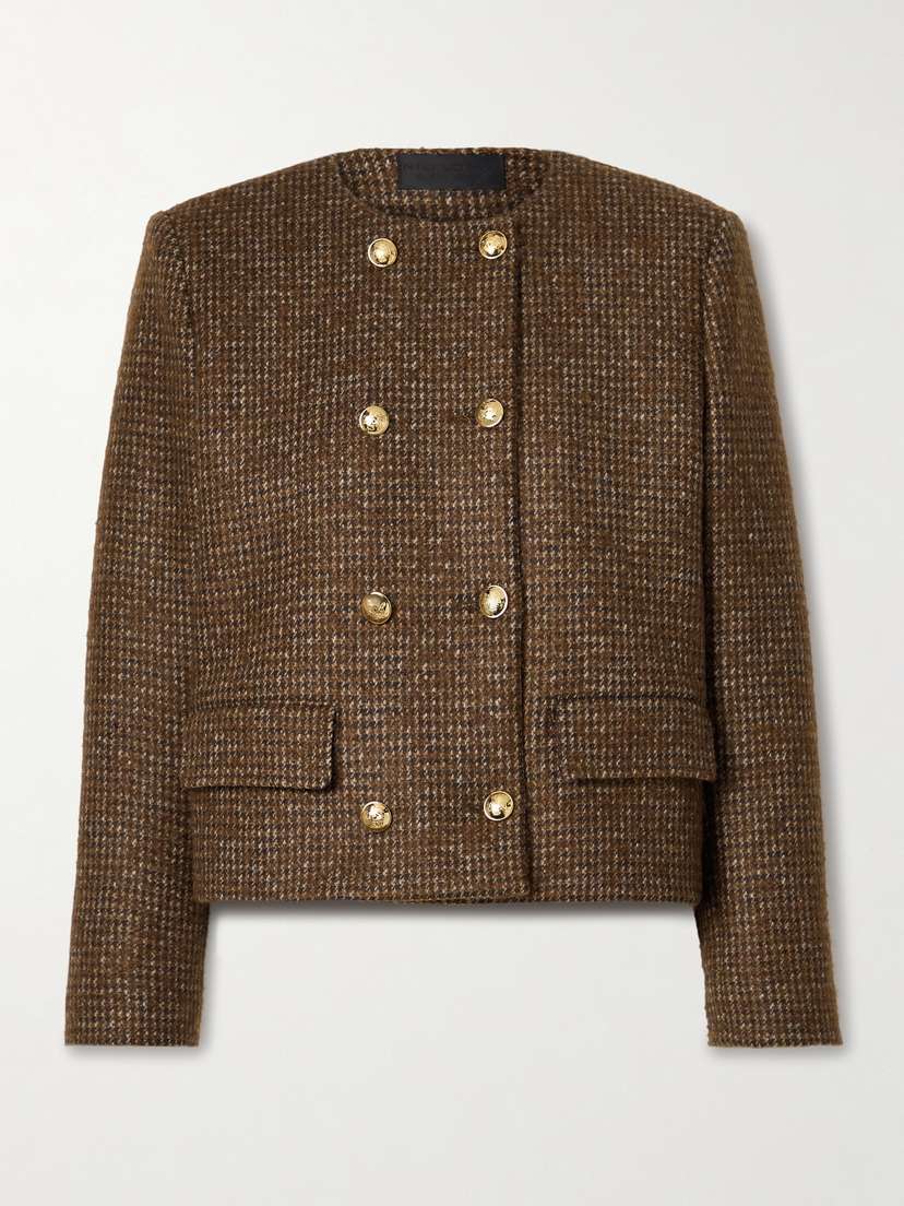 Nili Lotan Melanie Cropped Checked Wool-blend Jacket