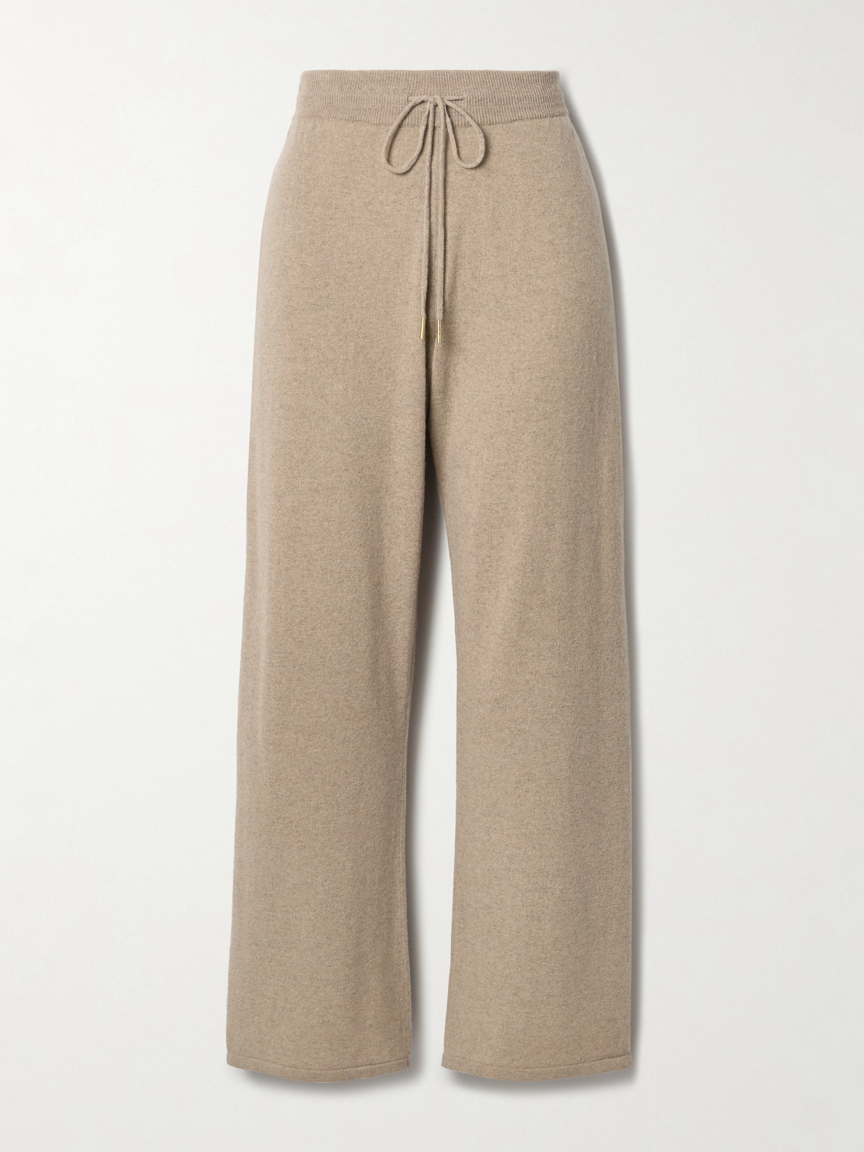 Nili Lotan Lyric Recycled-cashmere And Wool-blend Wide-leg Track Trousers In Neutrals