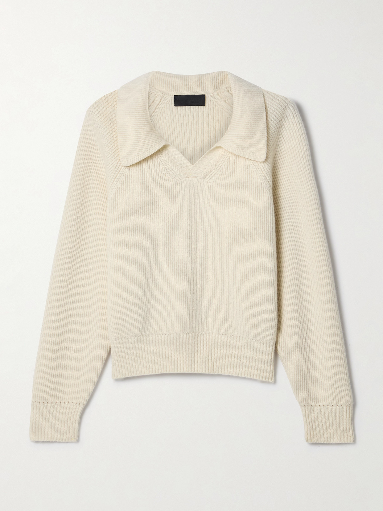Nili Lotan Selena Ribbed Wool Polo Jumper In Ivory