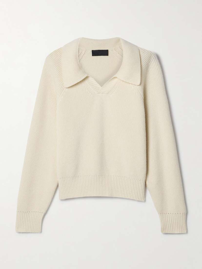 Nili Lotan Selena Ribbed Wool Polo Sweater