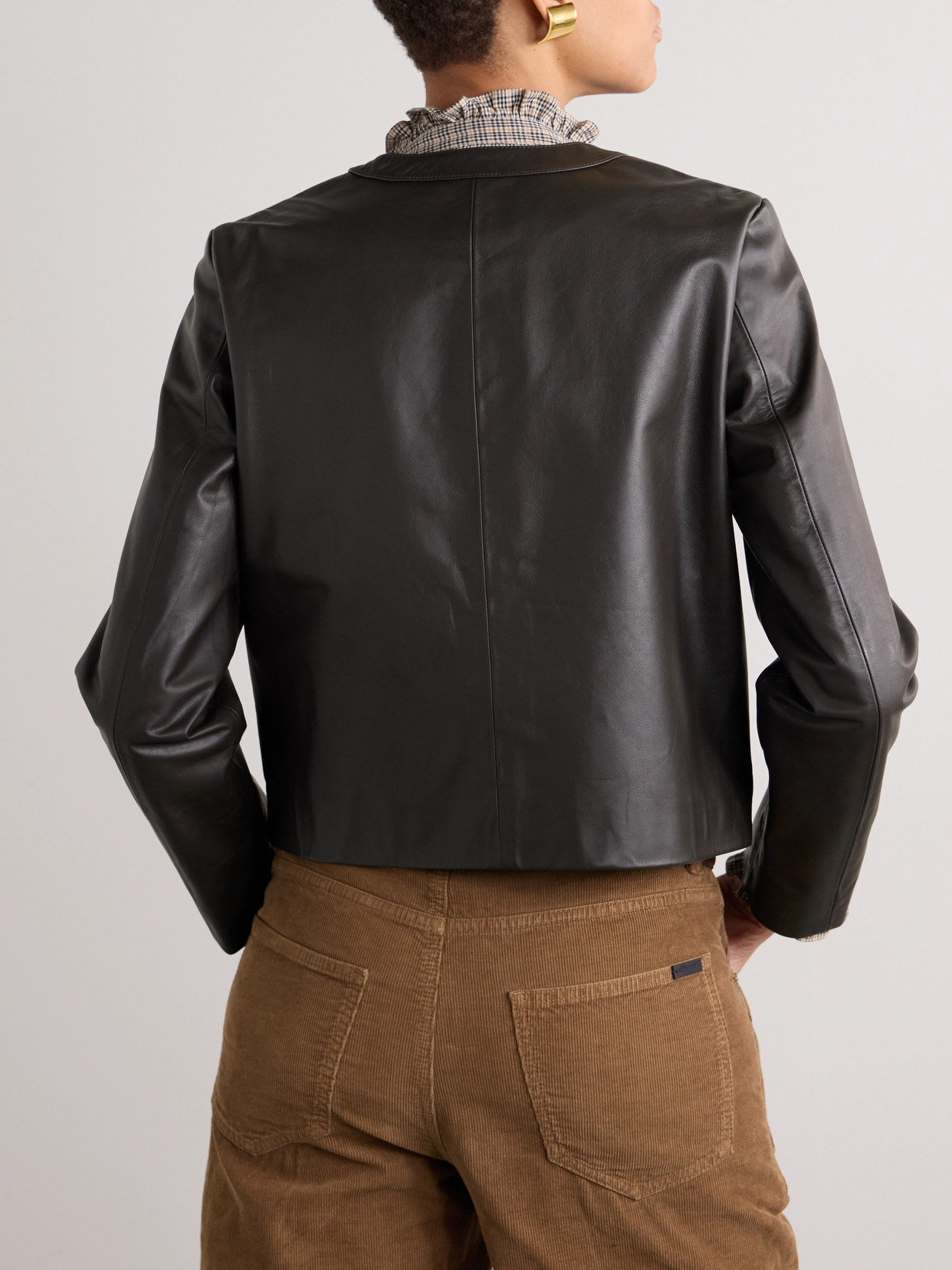 Shop Nili Lotan Kitra Leather Jacket In Brown