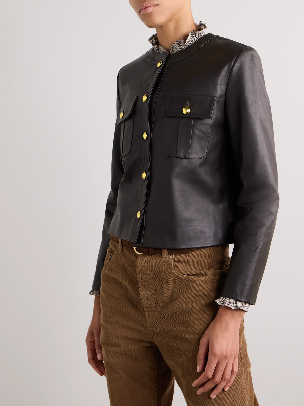 Shop Nili Lotan Kitra Leather Jacket In Brown