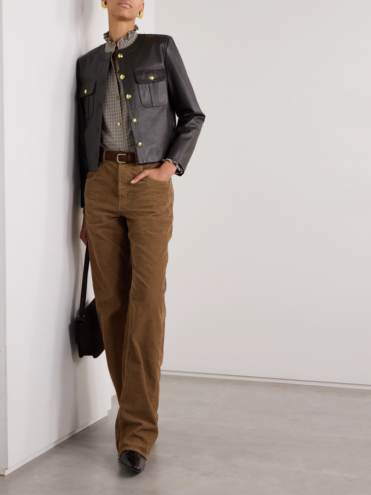 Shop Nili Lotan Kitra Leather Jacket In Brown