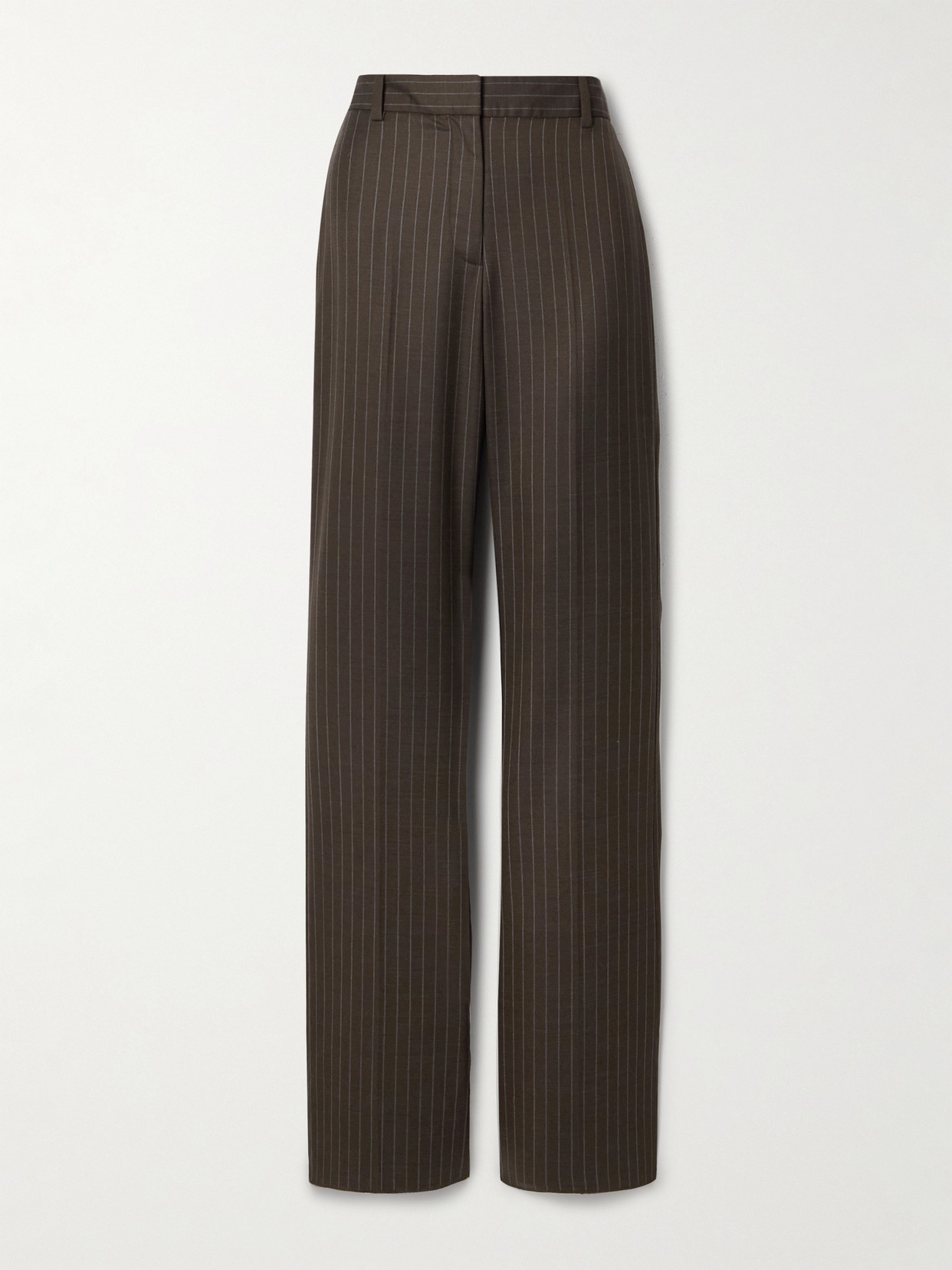 Nili Lotan - Corette Pinstriped Wool-twill Flared Pants - Brown