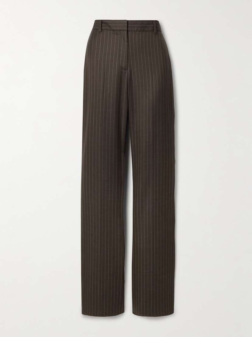 Nili Lotan Corette Pinstriped Wool-twill Flared Pants