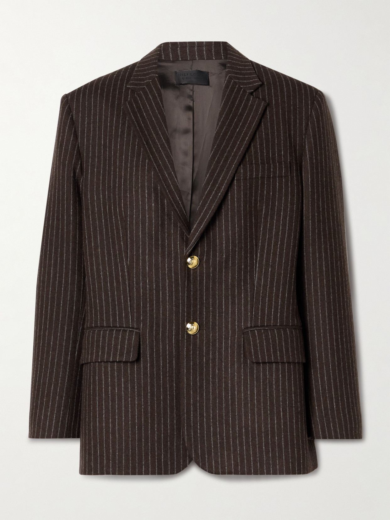 Nili Lotan - Diane Pinstriped Brushed Wool-blend Blazer - Brown