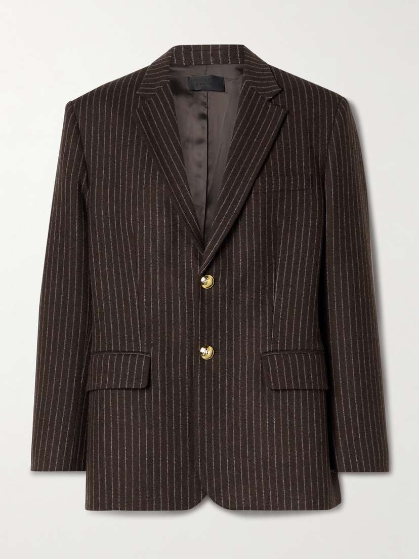 Nili Lotan Diane Pinstriped Brushed Wool-blend Blazer