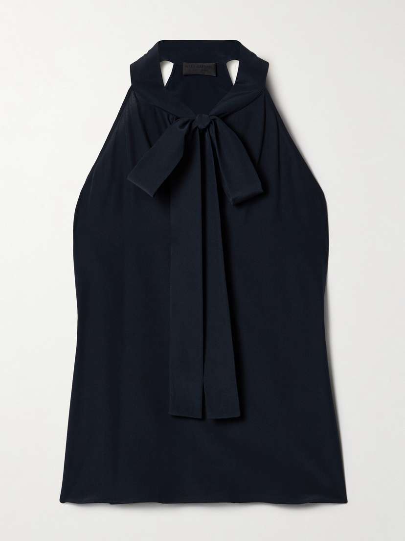 Nili Lotan Zelie Pussy-bow Silk Crepe De Chine Tank