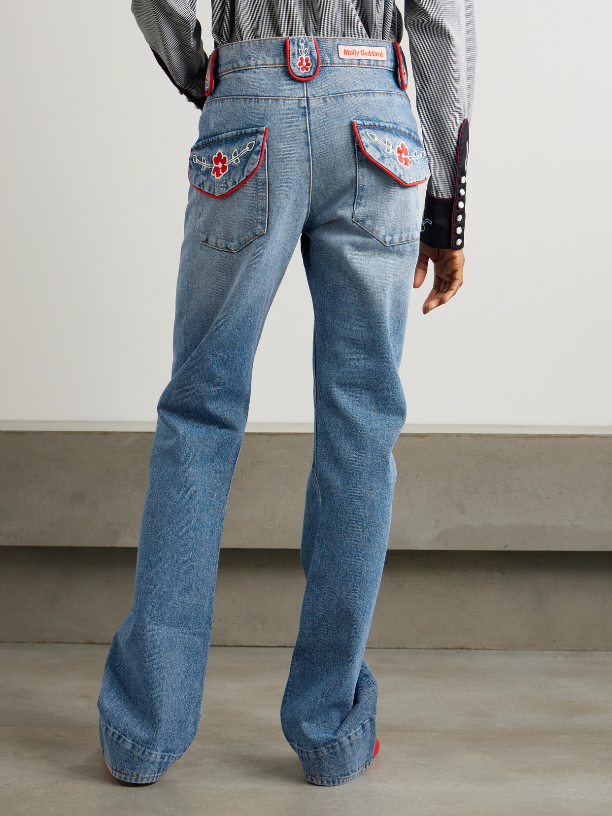 Cora Embroidered High-Rise Straight-Leg Jeans