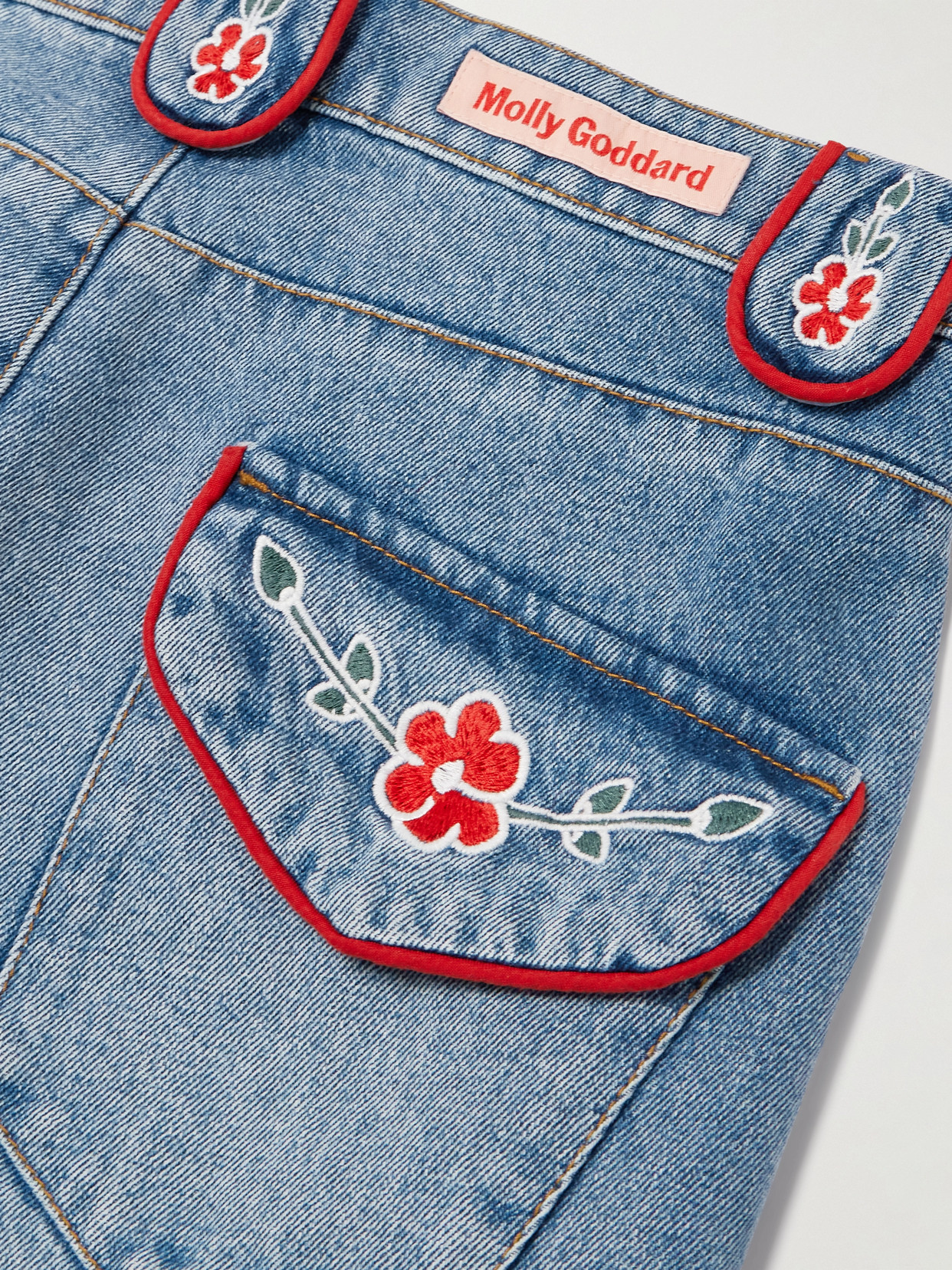 Cora Embroidered High-Rise Straight-Leg Jeans