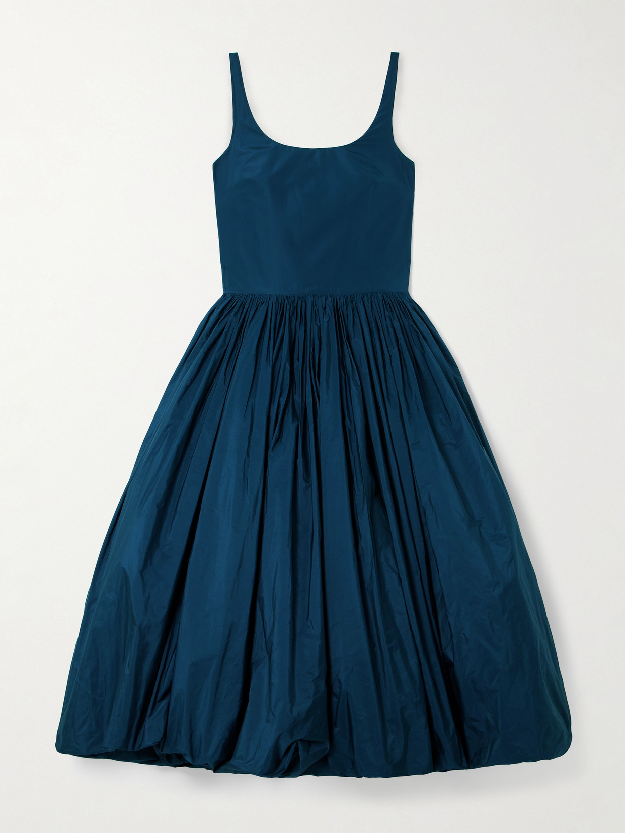 Molly Goddard Lettice Gathered Taffeta Midi Dress In Blue
