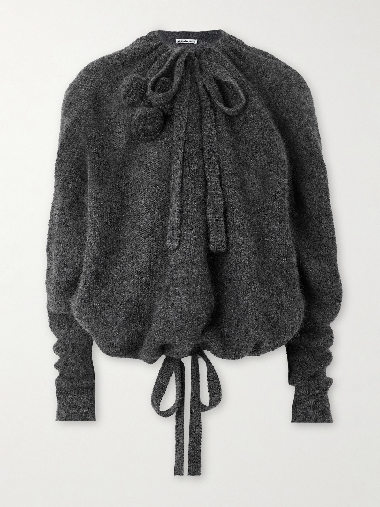 Shop Molly Goddard Aggie Appliquéd Brushed Mohair-blend Sweater In Gray