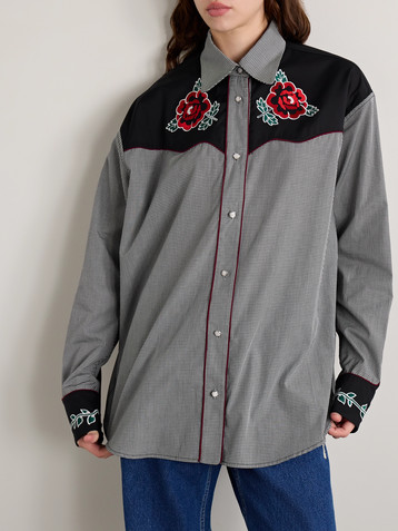 Molly Goddard Meredith appliquéd piped gingham cotton shirt