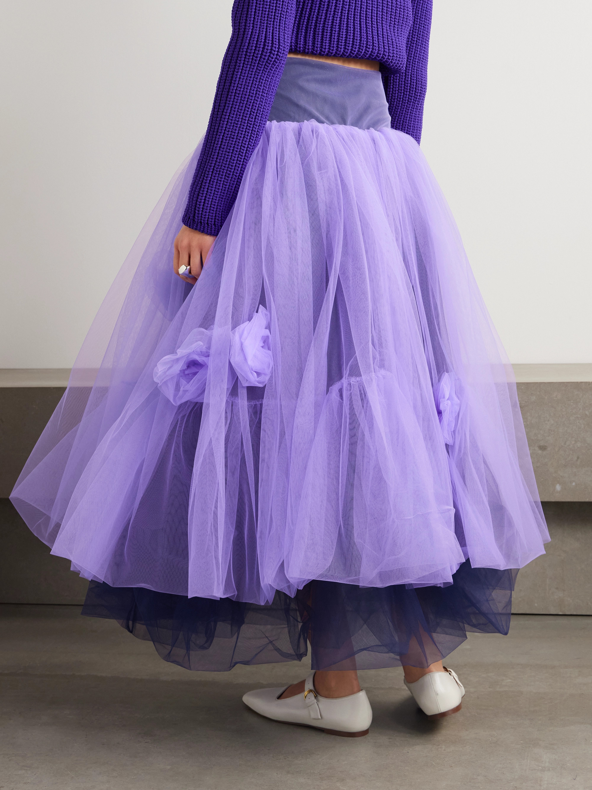 Molly Goddard Jess embellished layered tulle maxi skirt thumbnail