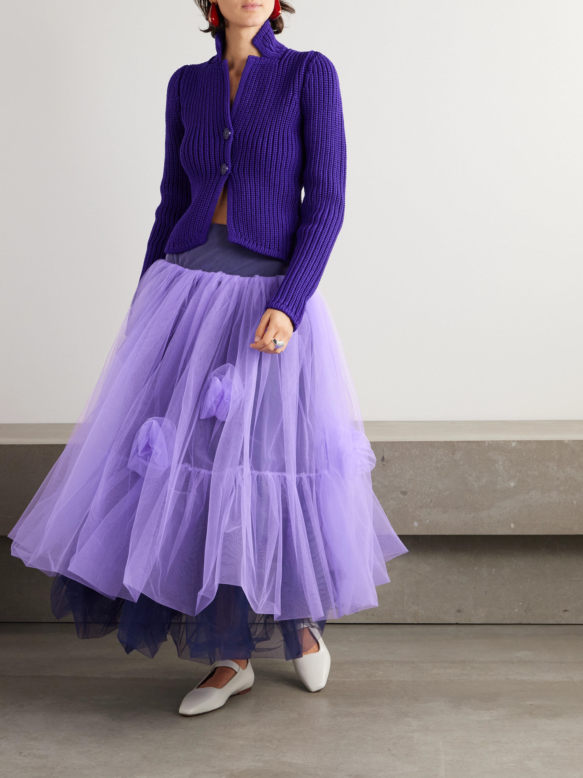 Molly Goddard Jess embellished layered tulle maxi skirt