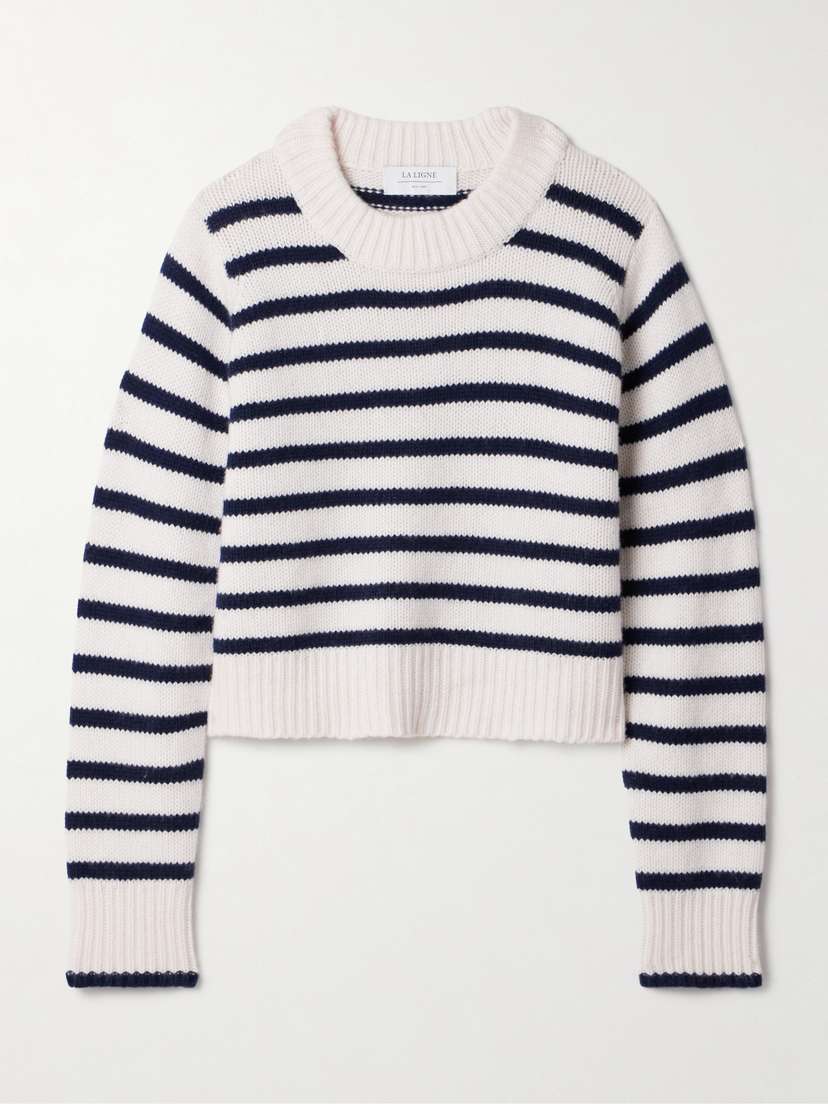 La Ligne Marin Oversized Cropped Striped Wool And Cashmere-blend Sweater